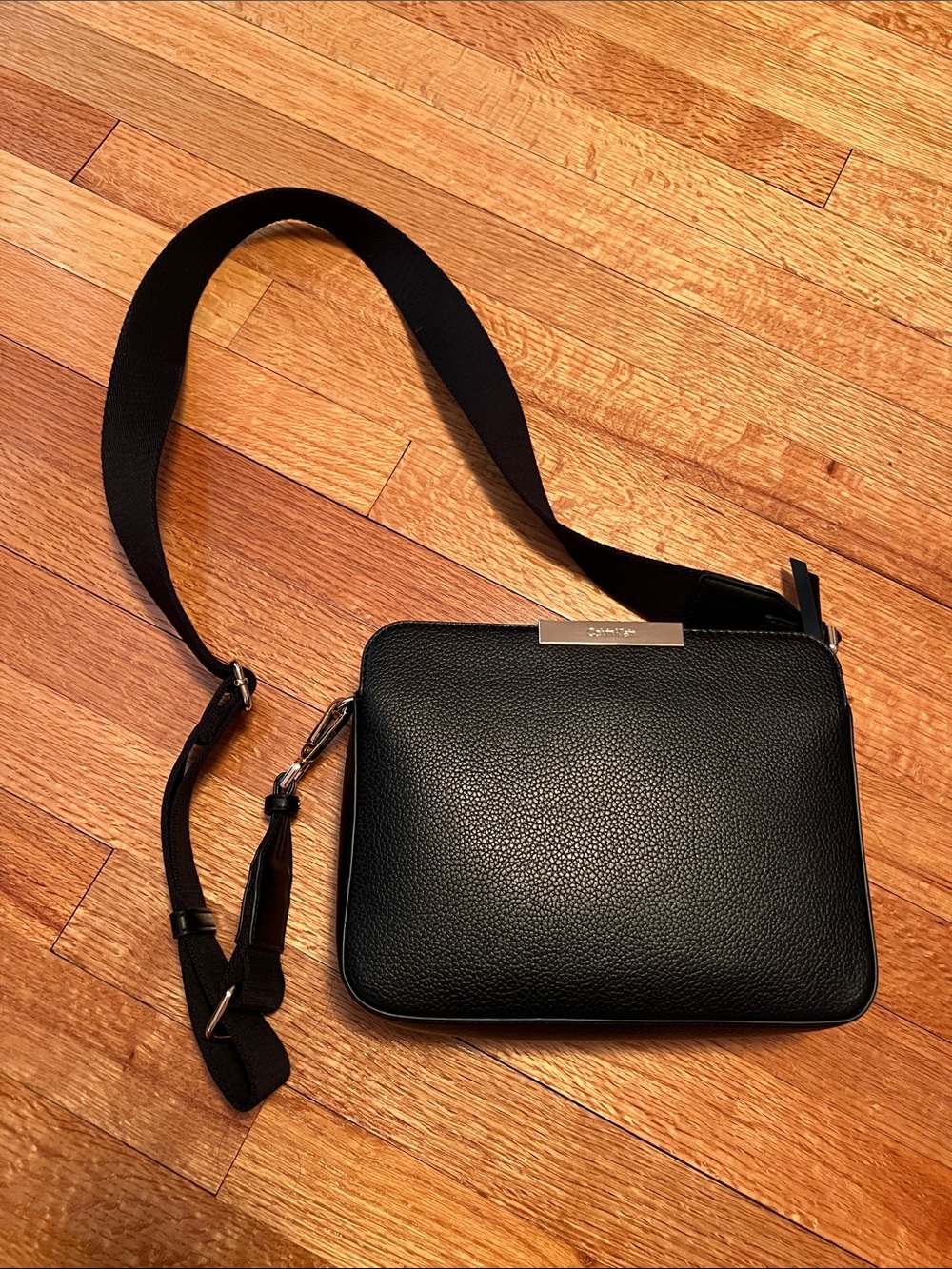 Calvin Klein Black Pebble Leather Toiletry Bag
